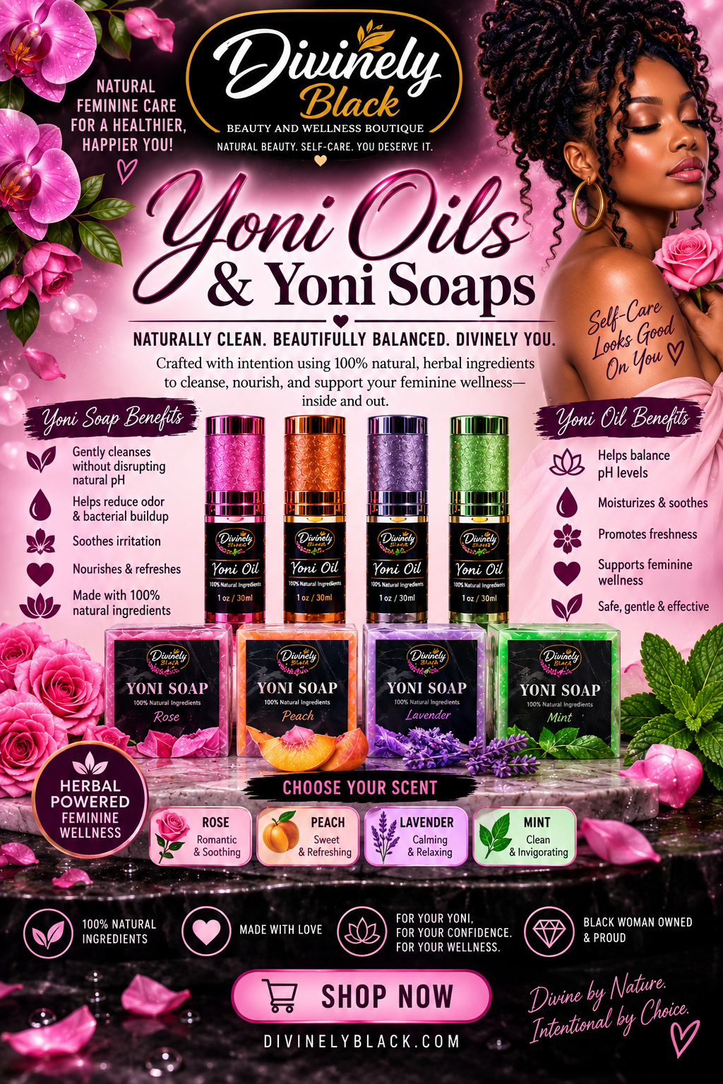 Divinely Black Yoni Soap, Oil & Feminine Care Packs